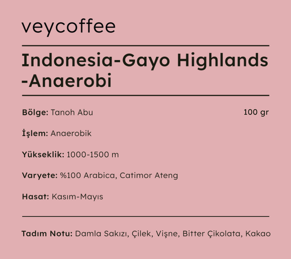 Indonesia Gayo Highlands Anaerobik Kahve Çekirdeği