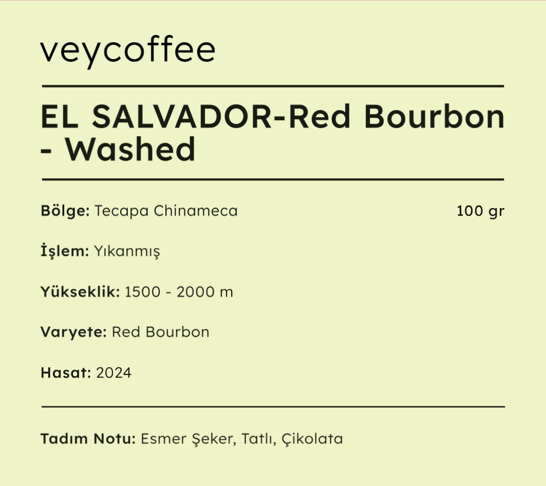 El Salvador Red Bourbon Yıkanmış Kahve Çekirdeği
