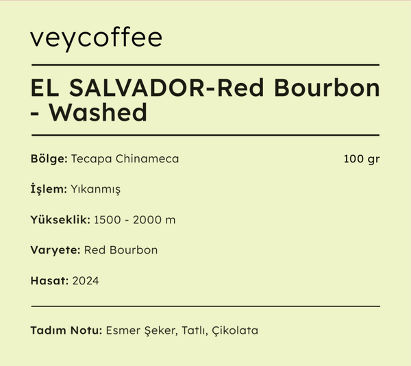 El Salvador Red Bourbon Yıkanmış Kahve Çekirdeği