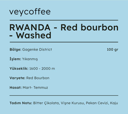 Rwanda Red Bourbon Yıkanmış Kahve Çekirdeği
