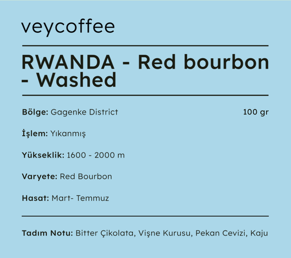 Rwanda Red Bourbon Yıkanmış Kahve Çekirdeği