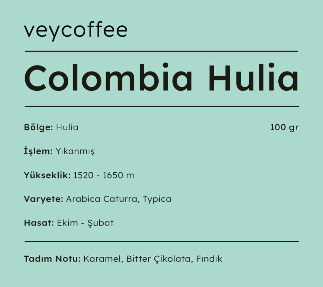 Colombia Huila Yıkanmış Arabica Kahve Çekirdeği