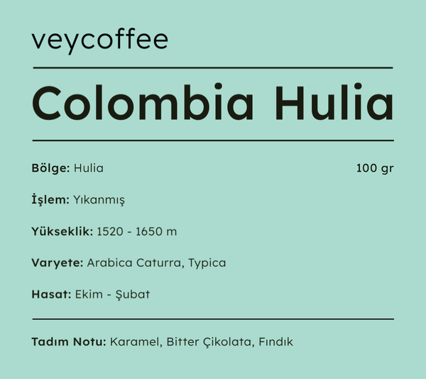 Colombia Huila Yıkanmış Arabica Kahve Çekirdeği