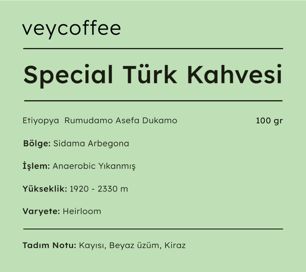 Etiyopya Rumudamo Asefa Dukamo Anaerobik Yıkanmış Kahve Çekirdeği