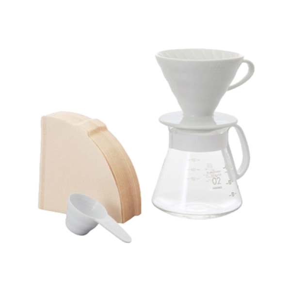 Hario V60-02 Seramik Demleme Seti – Beyaz