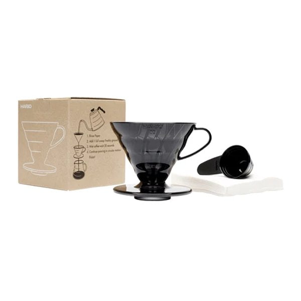 Hario V60 02 Siyah Plastik Dripper ve 40'lı Filtre Kağıdı Seti